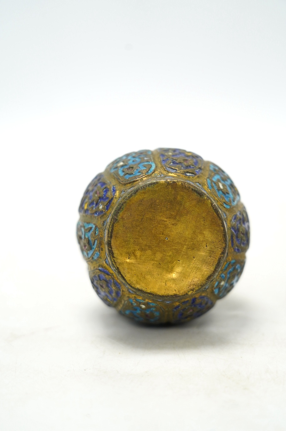 An early 20th century Chinese eggshell porcelain bowl and an enamelled bronze vase, tallest 9cm. Condition - poor